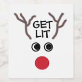 クリスマスおもしろいトナカイGet Lit Wine Label ワインラベル (シングルラベル)