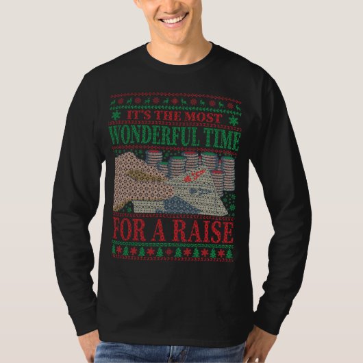 クリスマスおもしろいトランプのポーカーの醜いセーター Tシャツ (正面)