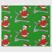クリスマスおもしろいトレッドミルサンタ ラッピングペーパー (フラット)