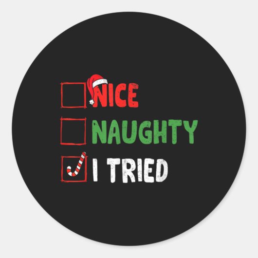 クリスマスおもしろいニース私は休日のクリスマスを試した ラウンドシール (正面)