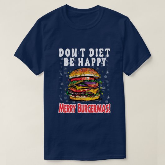 クリスマスおもしろいハンバーガーデザインメンズTシャツ Tシャツ (デザイン正面)