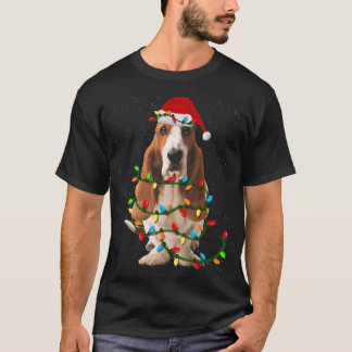 クリスマスおもしろいバセット犬の恋人デザイン Tシャツ