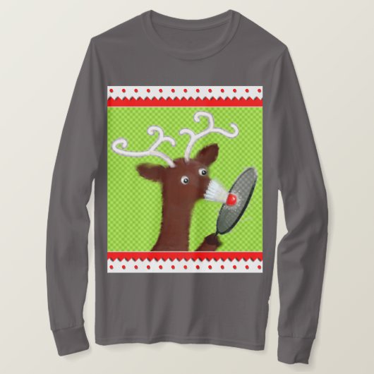クリスマスおもしろいバドミントン Tシャツ (デザイン正面)
