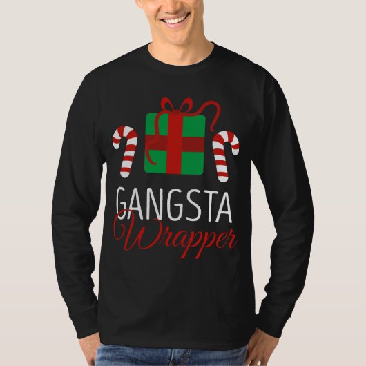 クリスマスおもしろいパジャマギャングラッパークリスマス Tシャツ (正面)