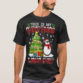 クリスマスおもしろいパジャマペンギンクリスマスツリーワイン Tシャツ