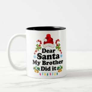 クリスマスおもしろいパジャマ親愛サンタ ツートーンマグカップ