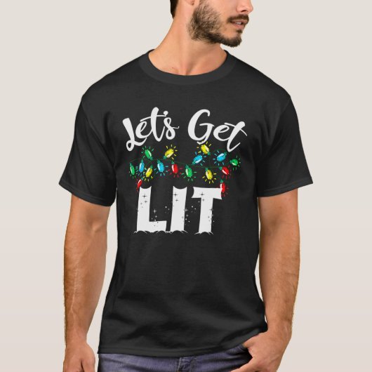クリスマスおもしろいパジャマChrを飲んで点灯しよう Tシャツ (正面)