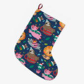 クリスマスおもしろいパターン ラージクリスマスストッキング (正面 (吊り時))