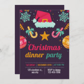 クリスマスおもしろいパーティの招待状 招待状 (正面/裏面)