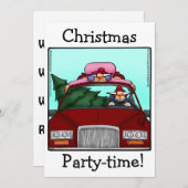 クリスマスおもしろいパーティの招待状 招待状 (正面/裏面)
