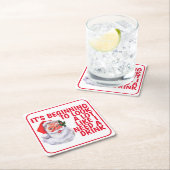 クリスマスおもしろいパーティーサンタクロースの飲み声 スクエアペーパーコースター (インサイチュ)