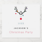 クリスマスおもしろいパーティートナカイ白かわいい スパークリングワインラベル (シングルラベル)