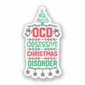 クリスマスおもしろいパーティープレゼント家族 – Ocd Obsess シール (正面)