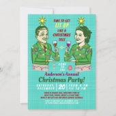 クリスマスおもしろいパーティーレトロ大人の飲酒ライトアップ 招待状 (正面)