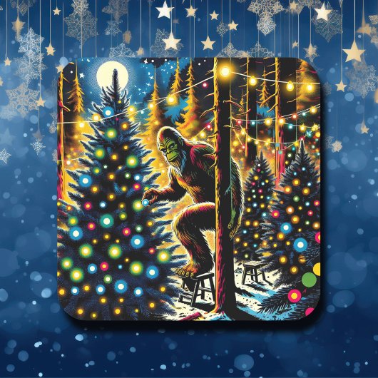 クリスマスおもしろいビッグフット スクエアシール