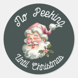クリスマスおもしろいピンクサンタまで覗き見なし ラウンドシール
