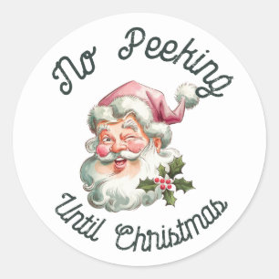 クリスマスおもしろいピンクサンタまで覗き見なし ラウンドシール