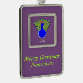 クリスマスおもしろいピーコック シルバープレートフレームオーナメント (右)