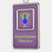 クリスマスおもしろいピーコック シルバープレートフレームオーナメント (左)