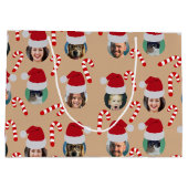 クリスマスおもしろいファミリーフォトサンタハツクラフト ラージペーパーバッグ (裏面)