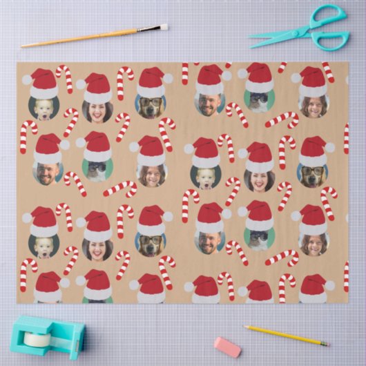 クリスマスおもしろいファミリーフォトサンタハツクラフト 薄葉紙 (クラフト)
