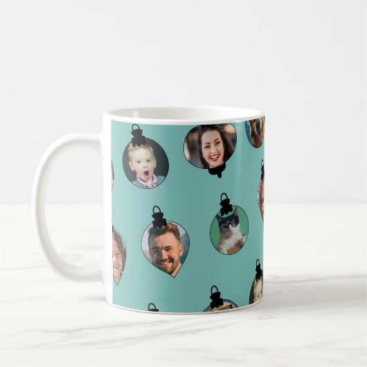 クリスマスおもしろいファミリーフォト顔オーナメント コーヒーマグカップ (左)