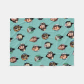 クリスマスおもしろいファミリーフォト顔オーナメント フリースブランケット (正面(横))