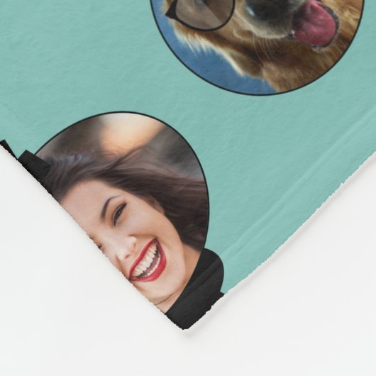 クリスマスおもしろいファミリーフォト顔オーナメント フリースブランケット (角)