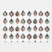 クリスマスおもしろいファミリーフォト顔オーナメント ラッピングペーパーシート (正面3)