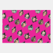 クリスマスおもしろいファミリーフォト顔オーナメント ラッピングペーパーシート (正面2)