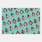 クリスマスおもしろいファミリーフォト顔オーナメント ラッピングペーパーシート (正面)