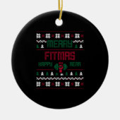 クリスマスおもしろいフィットネス商品 – 完璧なギフト セラミックオーナメント (正面)