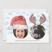 クリスマスおもしろいフォトサンタトナカイパーソナライズされた シーズンカード (正面)