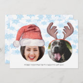 クリスマスおもしろいフォトサンタトナカイパーソナライズされた シーズンカード (正面/裏面)