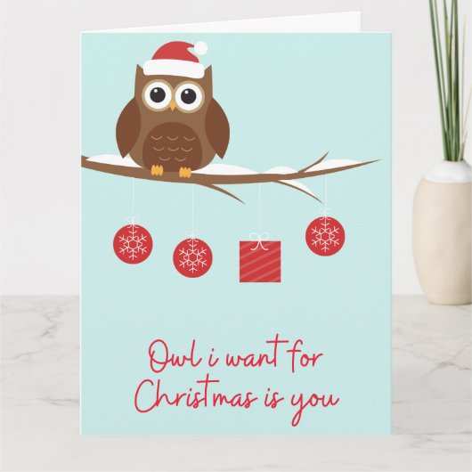 クリスマスおもしろいフクロウ カード (正面)