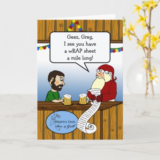 クリスマスおもしろいプレゼントに彼氏ありがとう カード (黄色い花)