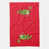 クリスマスおもしろいベース魚釣り魚かわいい漫画 キッチンタオル (縦)