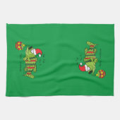 クリスマスおもしろいベース魚釣り魚かわいい漫画 キッチンタオル (横)