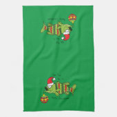 クリスマスおもしろいベース魚釣り魚かわいい漫画 キッチンタオル (縦)