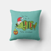 クリスマスおもしろいベース魚釣り魚かわいい漫画 クッション (裏面)