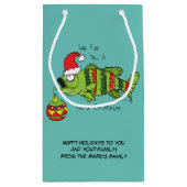 クリスマスおもしろいベース魚釣り魚かわいい漫画 スモールペーパーバッグ (裏面)