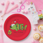 クリスマスおもしろいベース魚釣り魚かわいい漫画 ペーパープレート (パーティー)