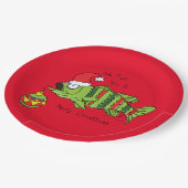 クリスマスおもしろいベース魚釣り魚かわいい漫画 ペーパープレート (アングル)