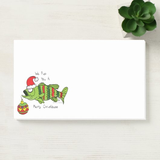 クリスマスおもしろいベース魚釣り魚かわいい漫画 ポストイット (オフィス)