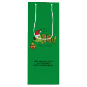 クリスマスおもしろいベース魚釣り魚かわいい漫画 ワインギフトバッグ (正面)
