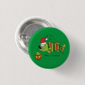 クリスマスおもしろいベース魚釣り魚かわいい漫画 缶バッジ (正面&裏面)