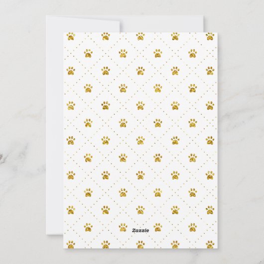 クリスマスおもしろいペットの写真の毛皮と明るい金ゴールド シーズンカード (裏面)