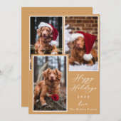 クリスマスおもしろいペットハッピーホリデー3フォトホリデー シーズンカード (正面/裏面)