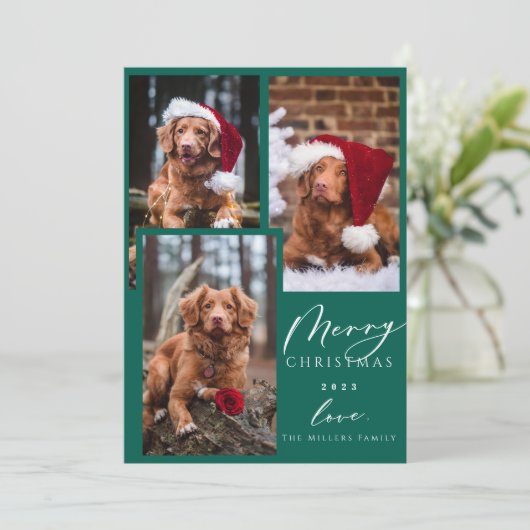 クリスマスおもしろいペットメリークリスマス3写真Holida シーズンカード (スタンド正面)