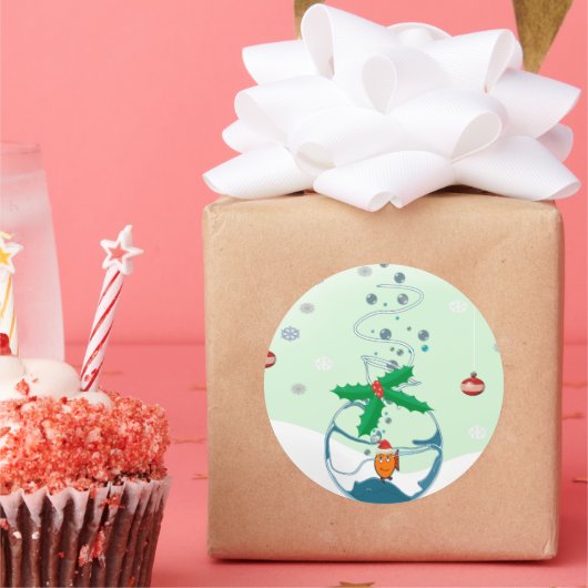 クリスマスおもしろいペット金魚 ラウンドシール (パーティー)